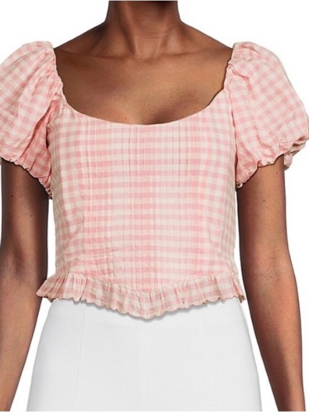 Loveshackfancy Breonna Summer Pink Gingham Top Small